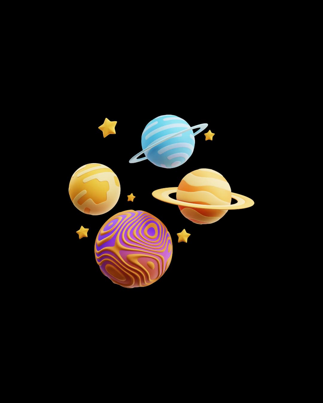 Colorful planets representing scientific branding